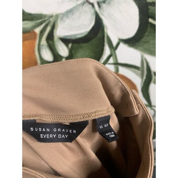 Susan Graver Everyday XLP Shoulder Button Long Sleeve Blouse Brown - Picture 2 of 6